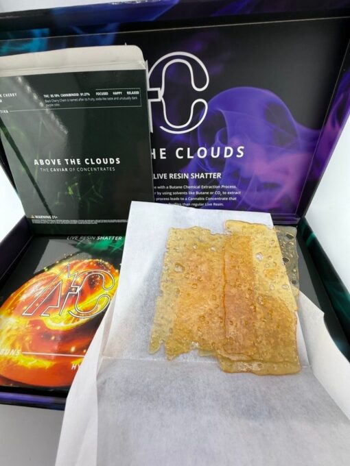 above the clouds shatter This ultra-refined concentrate delivers crystal-clear slabs packed with sky-high THC and a terp profile that lifts your body..